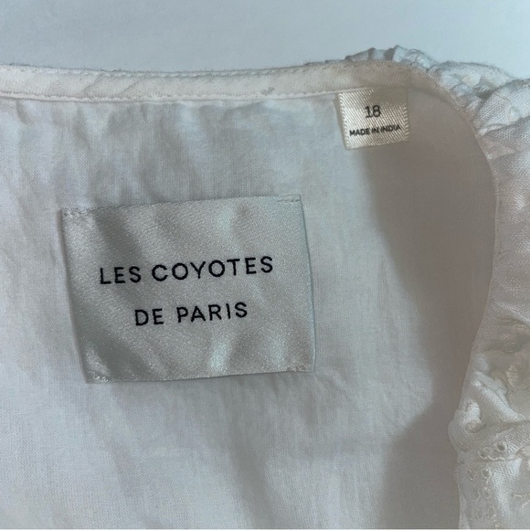 Les Coyotes de Paris dress lace trim ramie cotton white girls size 18 womens XS - Picture 8 of 9